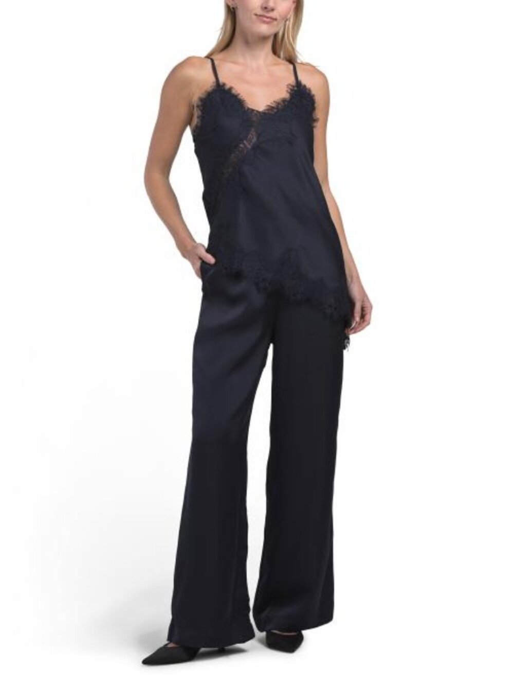 PAPERHEART Satin Lace Top And Pants Set